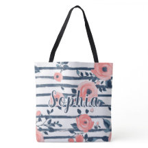 Preppy Melocotón Rosa Floral Raya Marina Personali