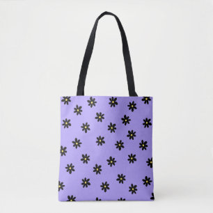 Bolso De Tela Preppy Purple Black Floral Simple Flower Pattern