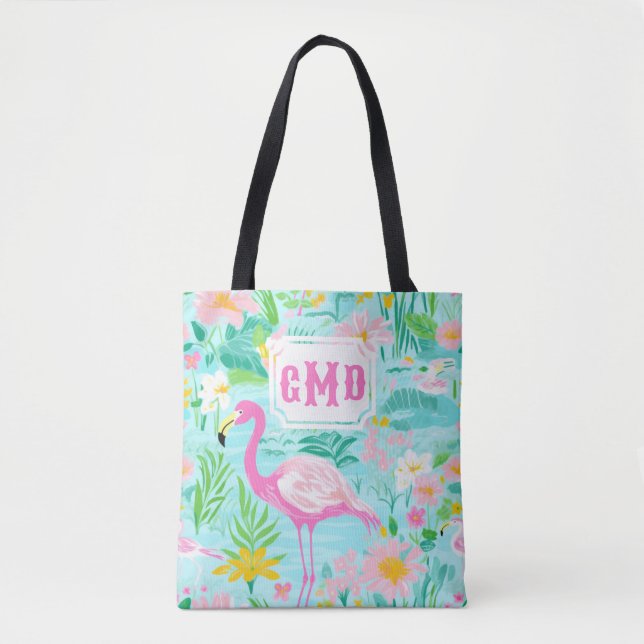Bolso De Tela Preppy Summer Flamingo | Monograma (Anverso)