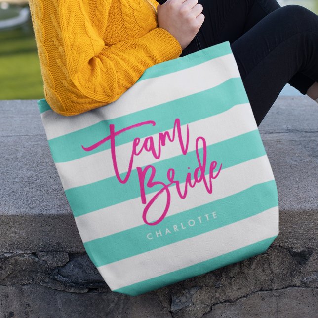 Bolso De Tela Preppy Turquesa y Rayas Blancas Equipo Británico (Subido por el creador)