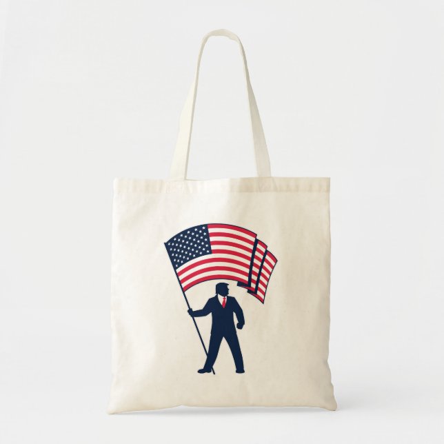Bolso De Tela Presidente Trump con la bandera de Estados Unidos (Frente)