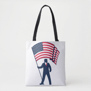 Bolso De Tela Presidente Trump portando la bandera de EE. UU.