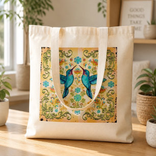 Bolso De Tela Presupuesto colorido de colibrí bohemio