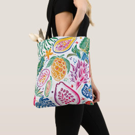 Bolso De Tela Presupuesto de patrón de acuarela de frutas tropic