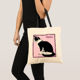 Bolso De Tela Presupuesto Personalizado de Gato de Esmoquin Negr