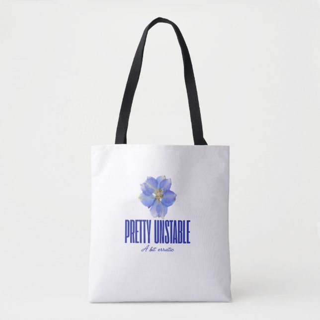 Bolso De Tela Pretty Unstable: Blue Floral Statement Tee (Anverso)