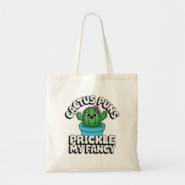 Bolso De Tela Prickle My Fancy – Cute Cactus Pun (Frente)