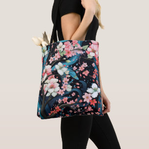 Bolso De Tela Primavera de flores rosadas florecientes