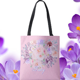 Bolso De Tela Primavera en flor de rosa y lila