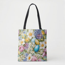 Bolso De Tela Primavera. Narciso, jacintos, tulipanes, huevos de