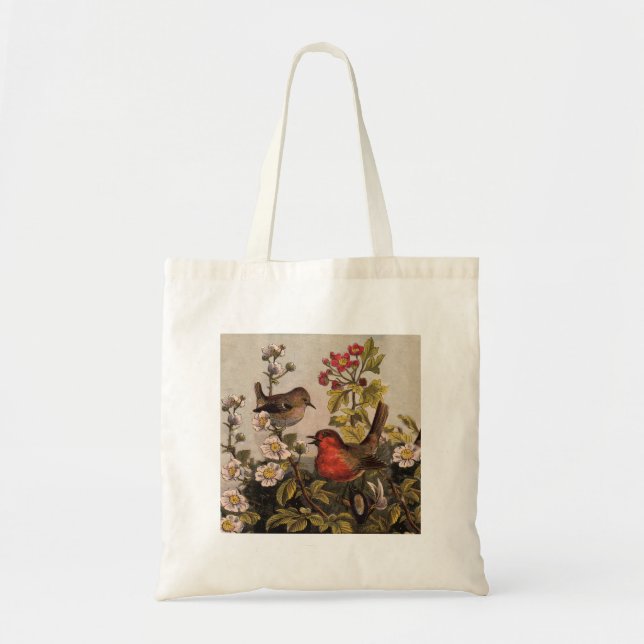 Bolso De Tela Primavera Robin Birds Red Birds (Frente)