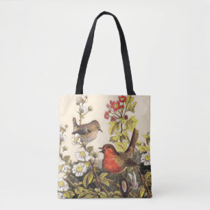 Bolso De Tela Primavera Robin Birds Red Birds