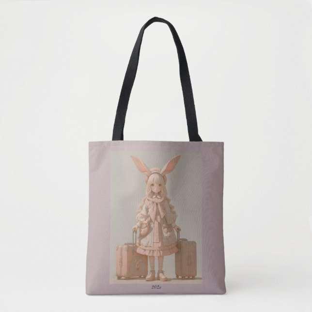 Bolso De Tela Primavera victoriana, Chica de conejo, (Anverso)