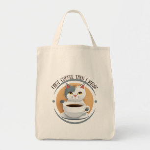 Bolso De Tela Primer Café Y Luego Medo Gato Cuto