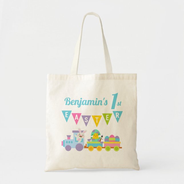 Bolso De Tela Primer Conejo de Pascua Azul (Frente)