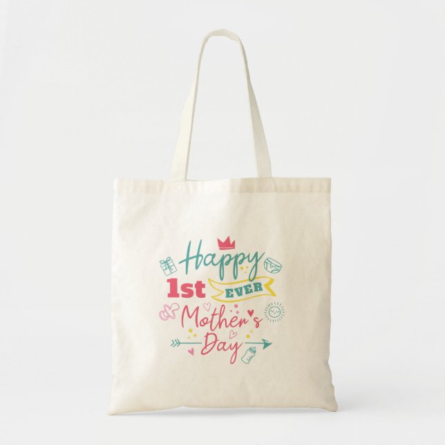 Bolso De Tela Primer Día de la Madre, mamá por primera vez (Frente)