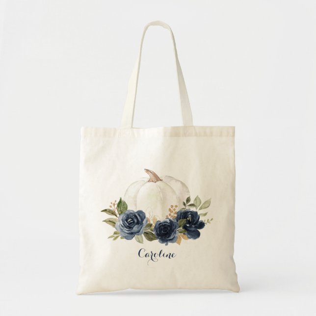 Bolso De Tela Primeras damas de honor de la piel de calabaza azu (Frente)