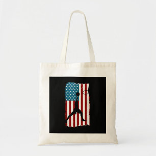 Bolso De Tela Prin atleta patriota de baloncesto con bandera est