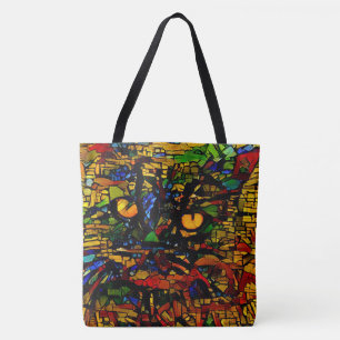 Bolso De Tela Prin de arte de gato colorido
