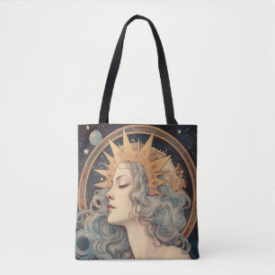 Bolso De Tela Princesa de estrellas lunares de estilo Art Nouvea