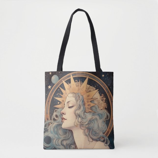 Bolso De Tela Princesa de estrellas lunares de estilo Art Nouvea (Anverso)