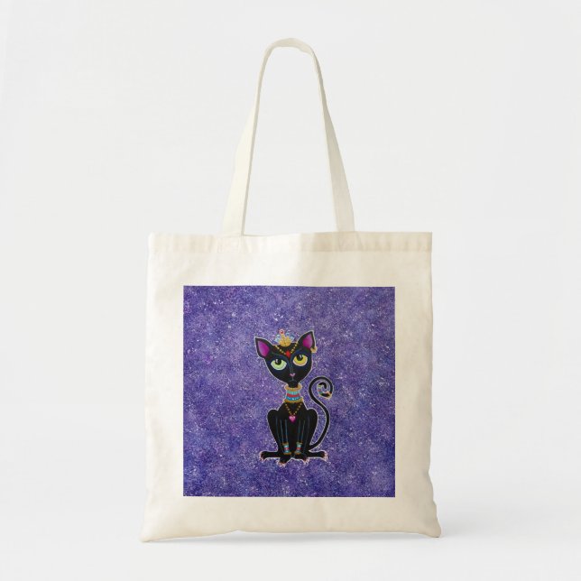 Bolso De Tela Princesa egipcia gato negro (Frente)