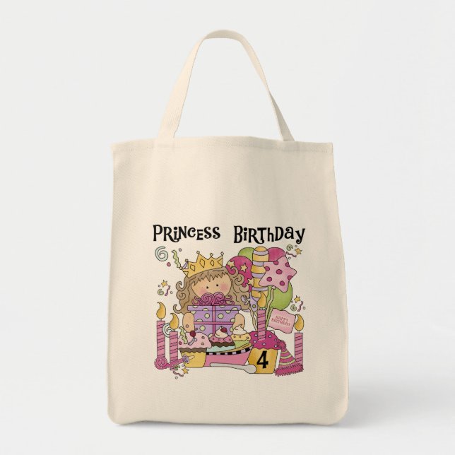 Bolso De Tela Princesa fiesta 4º camisas de cumpleaños y regalos (Frente)