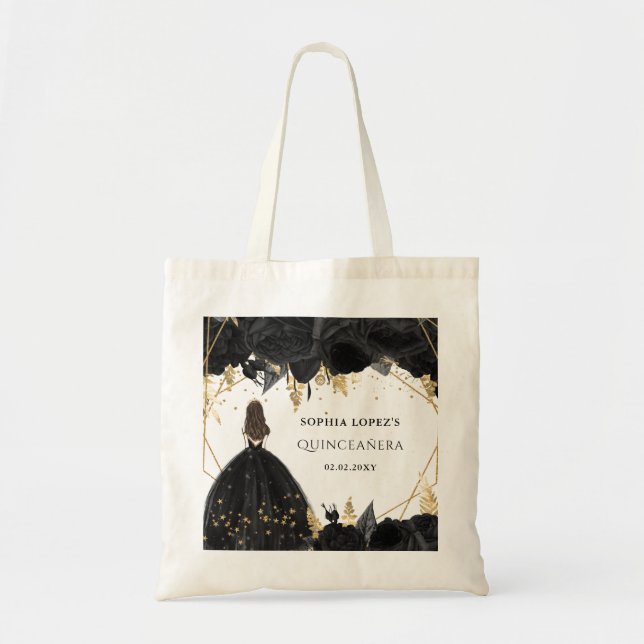 Bolso De Tela Princesa floral Rustic Gold Quinceanera (Frente)