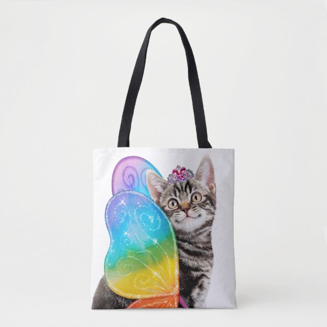 Bolso De Tela Princesa Kitten, mariposa arco iris (Anverso)
