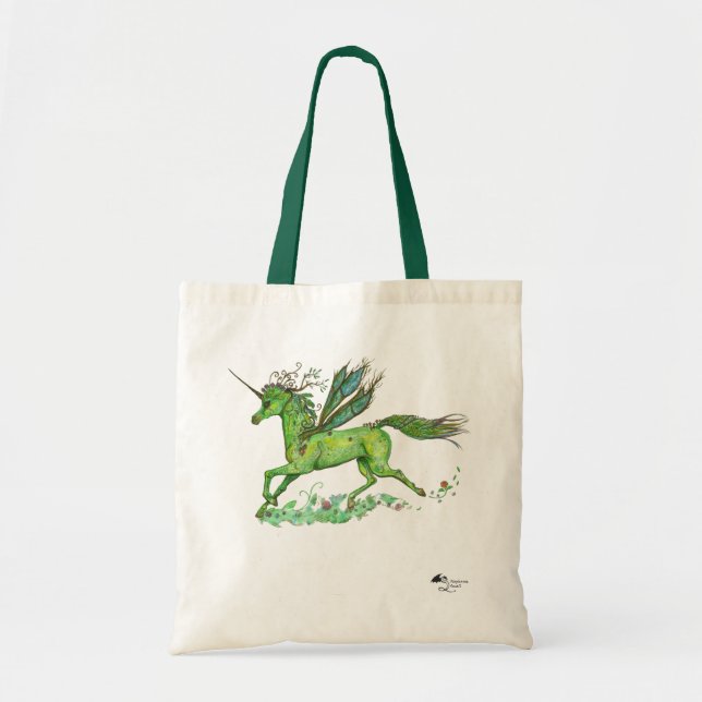 Bolso De Tela Princesa mágica planta verde del unicornio de (Frente)