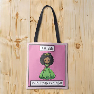 Bolso De Tela Princesa Negra en entrenamiento Personalizado Rosa