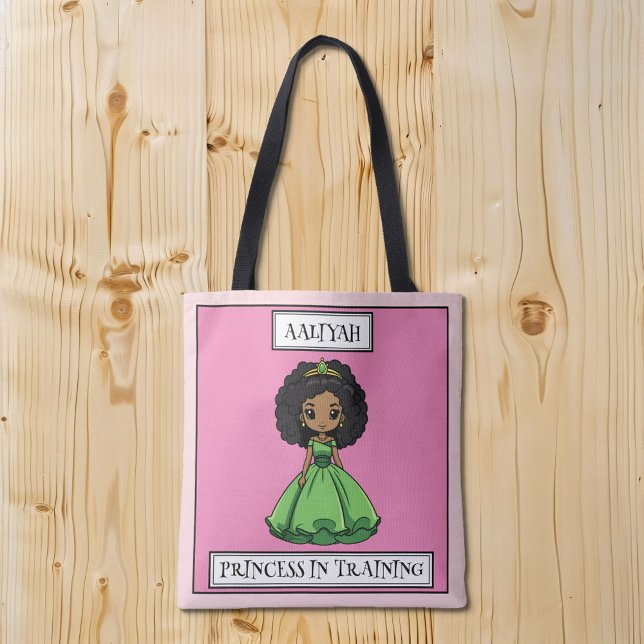 Bolso De Tela Princesa Negra en entrenamiento Personalizado Rosa (Subido por el creador)