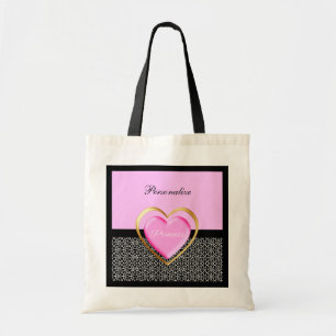Bolso De Tela Princesa negra rosada femenina estampado de girafa