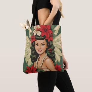 Bolso De Tela Princesa Retro de Navidad Tropical de los 50