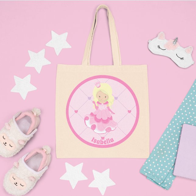 Bolso De Tela Princesa Rosa Personalizado Girly Kids (Subido por el creador)