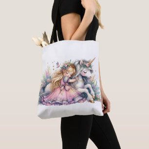 Bolso De Tela Princesa Unicornio Pastel Cuento de Hadas Fantasía