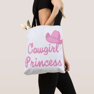 Bolso De Tela Princesa Vaquera con Gorra Vaquero Rosa Tote BAg