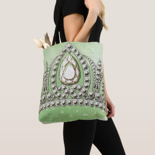 Bolso De Tela Princess Vintage Crown Pale Green