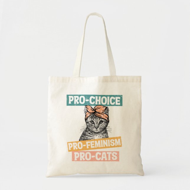 Bolso De Tela Pro Choice Pro Feminismo Pro Cats (Frente)