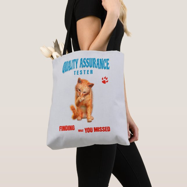 Bolso De Tela Probador de QA Gato Humor (Detalle)