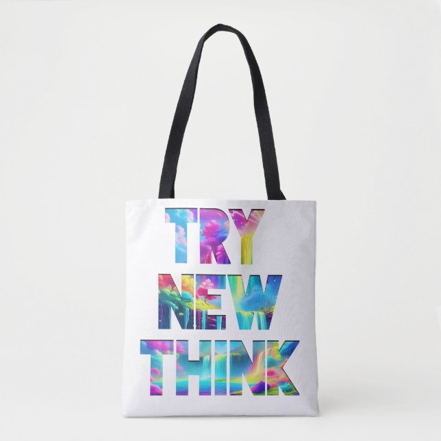 Bolso De Tela PROBAR NUEVO PENSAMIENTO - Diseño motivacional de  (Anverso)