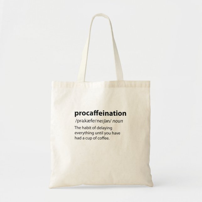 Bolso De Tela Procaffeination Funny Dictionary Definition (Frente)
