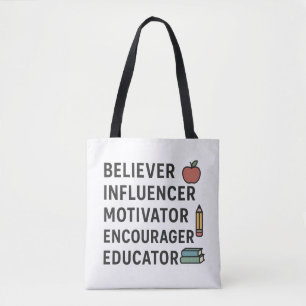 Bolso De Tela PROFESOR Creyente Influyente Motivador Animador 