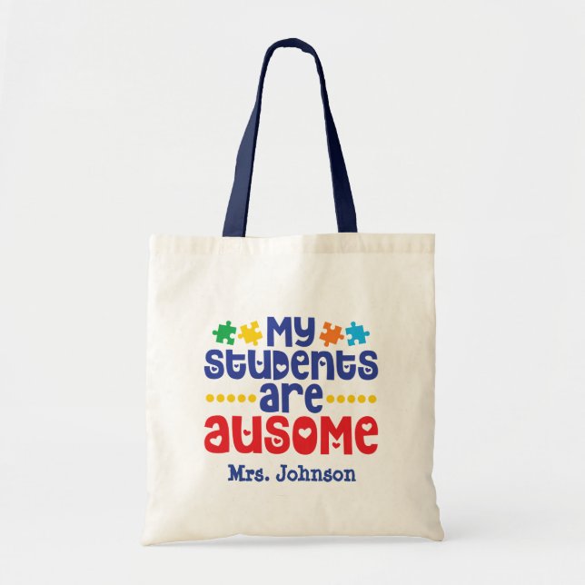 Bolso De Tela Profesor de autismo personalizado (Frente)
