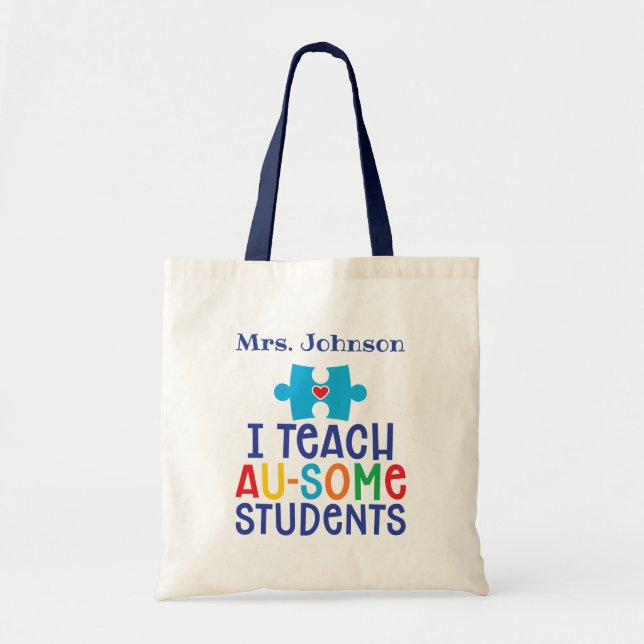 Bolso De Tela Profesor de autismo personalizado (Frente)