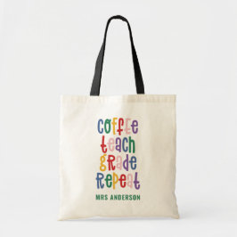 Bolso De Tela Profesor de café, enseñanza, grado, repetición de 