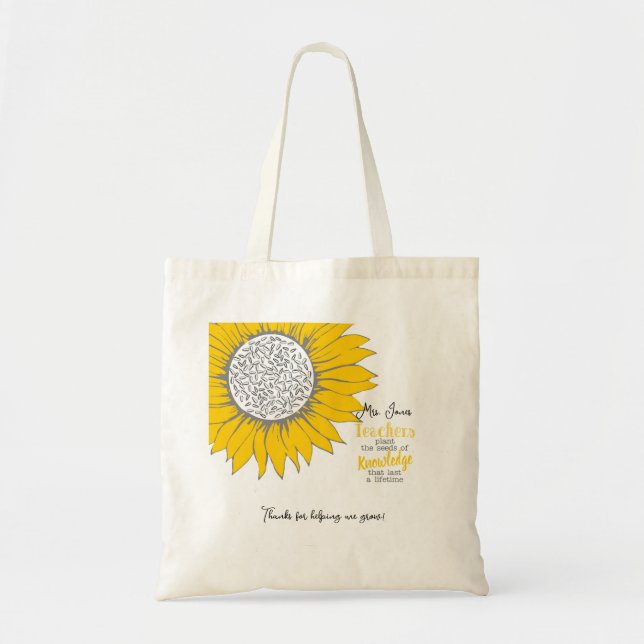 Bolso De Tela Profesor de girasol amarillo gracias regalo (Frente)