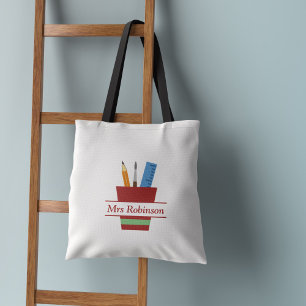 Bolso De Tela Profesor de Monograma de Lápiz Gracias Regalo