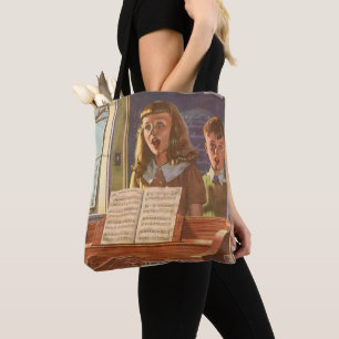 Bolso De Tela Profesor de música vintage enseñando a cantar a lo