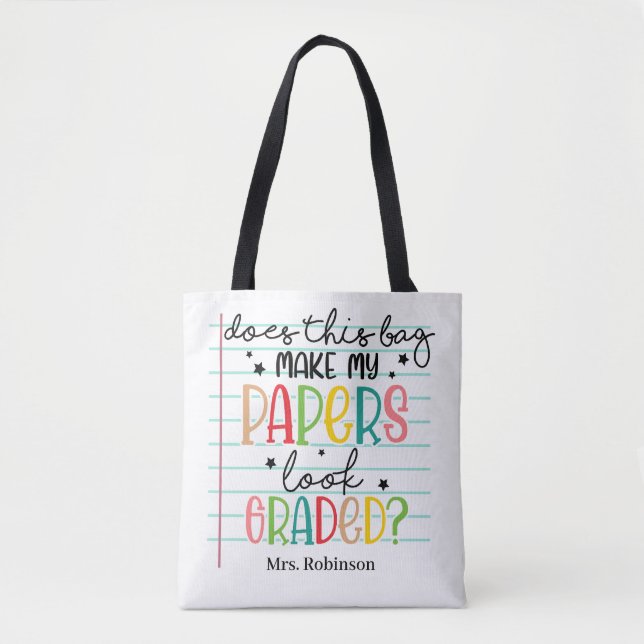 Bolso De Tela Profesor Divertido Calificando (Anverso)